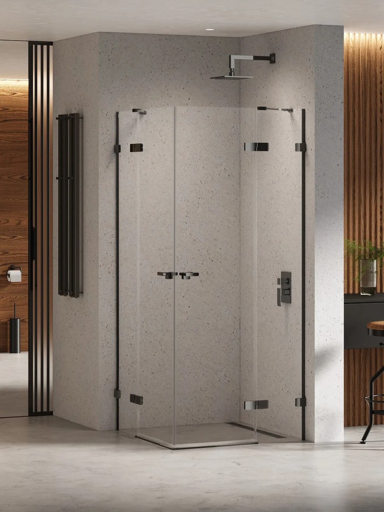 New Trendy Eventa Black Chrome box doccia 120x80 cm rettangolare nero lucida/vetro trasparente EXK-6209