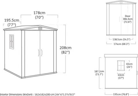 Casetta Da Giardino In Resina 178x195,5x208H Cm Factor 6x6 Beige Keter Con Mensole