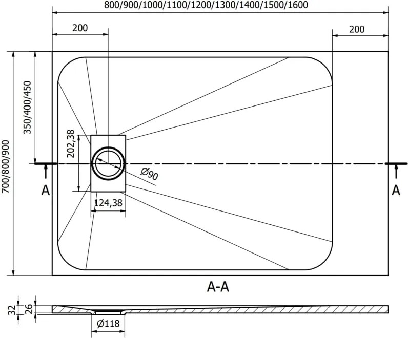 Mexen Hugo piatto doccia rettangolare SMC 100 x 90 cm, bianco - 42109010
