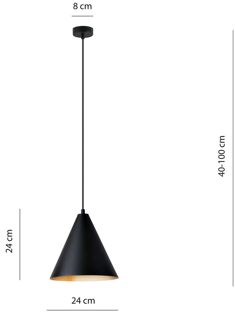 Sospensione Nordica Ninhursag 1 Luce In Acciaio Nero E Oro