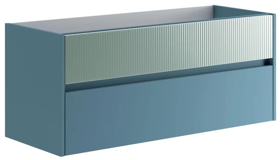 Mobile da bagno sospeso sotto lavabo L 119.5 x H 50 x P 45.5 cm verde opaco, 2 cassetti Niwa