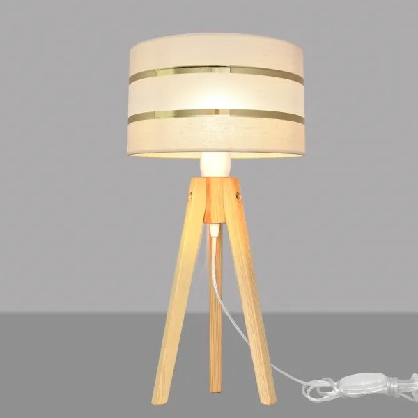 Lampada da tavolo HELEN 1xE27/15W/230V color crema/oro/pino