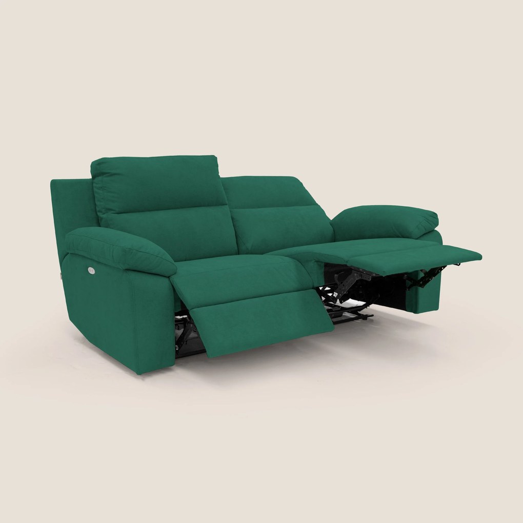 Romeo Divano relax con recliner elettrico in morbido tessuto impermeabile T02 verde