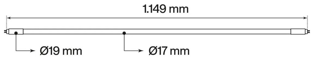 Tubo LED T5 18W 1.149mm 110lm/W - Alim. Bilaterale Colore Bianco Freddo 6.000K