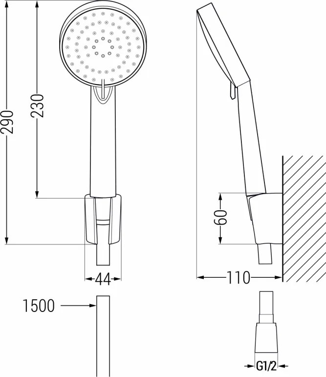 Mexen R-75 set doccia slim, cromo - 785755052-00