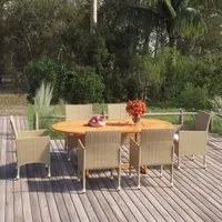 Set Mobili da Pranzo per Giardino 7 pz in Polyrattan Beige cod mxl 40918