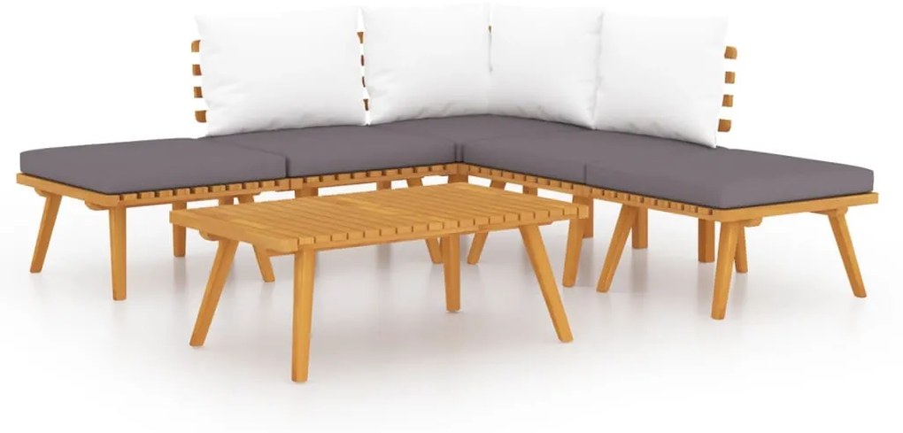 Set divani da giardino 6 pz in legno massello di acacia