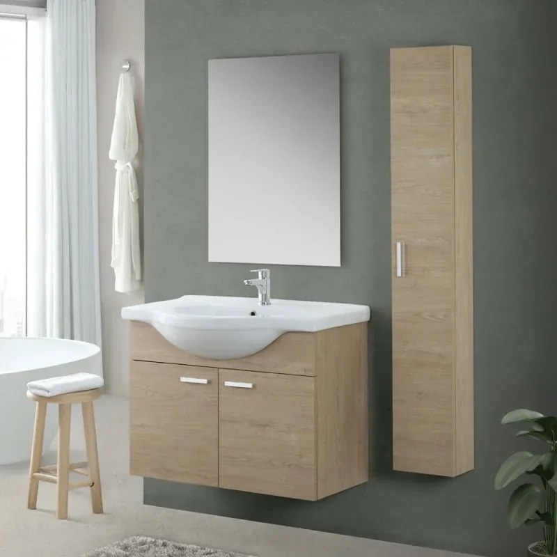 Pensile bagno sospeso 150 cm rovere dolomite con anta reversibile Desya