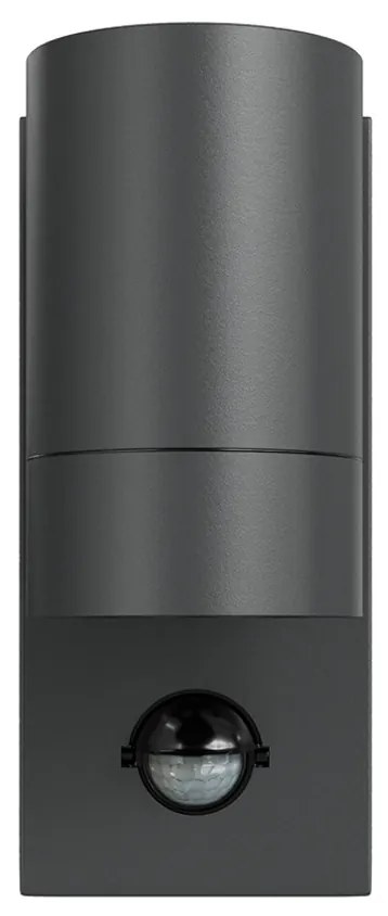 Applique cilindrica da Esterno IP65 GU10 con sensore Movimento - Nera