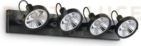 Glim spot con 4 faretti attacco gu10  lampadina inclusa nero
