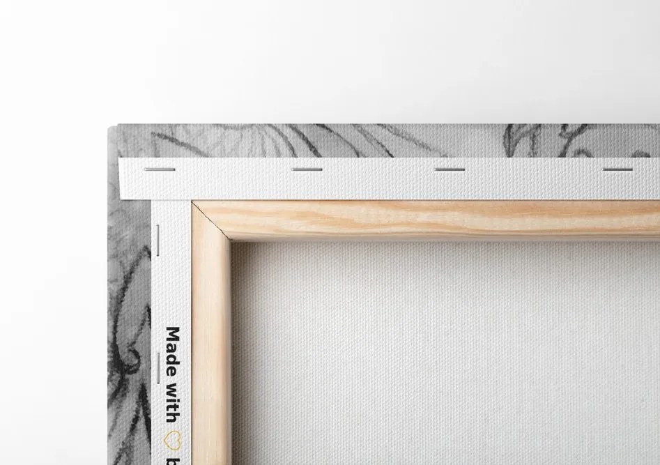 Stampa su tela – Mandala floreale in bianco e nero