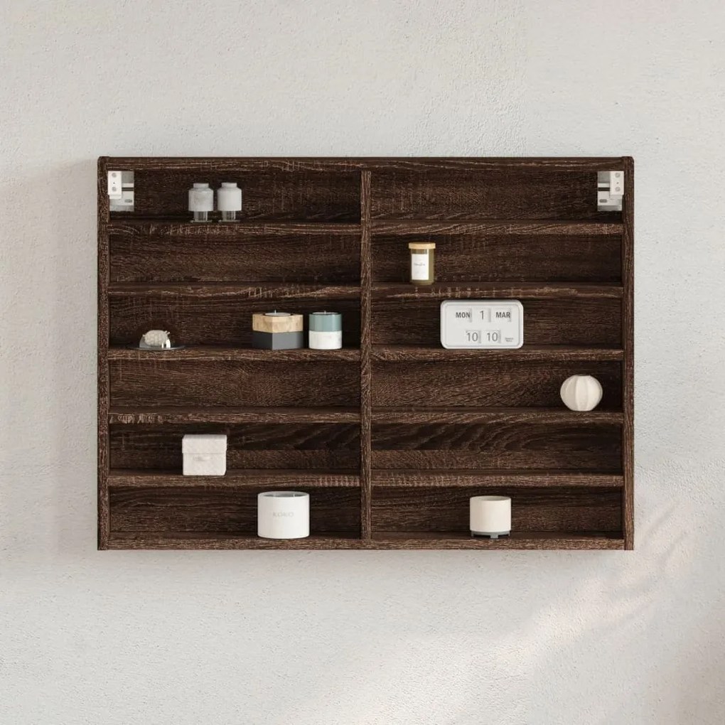 Armadietto Vetrina Rovere Marrone 80x8,5x58cm Legno Multistrato /