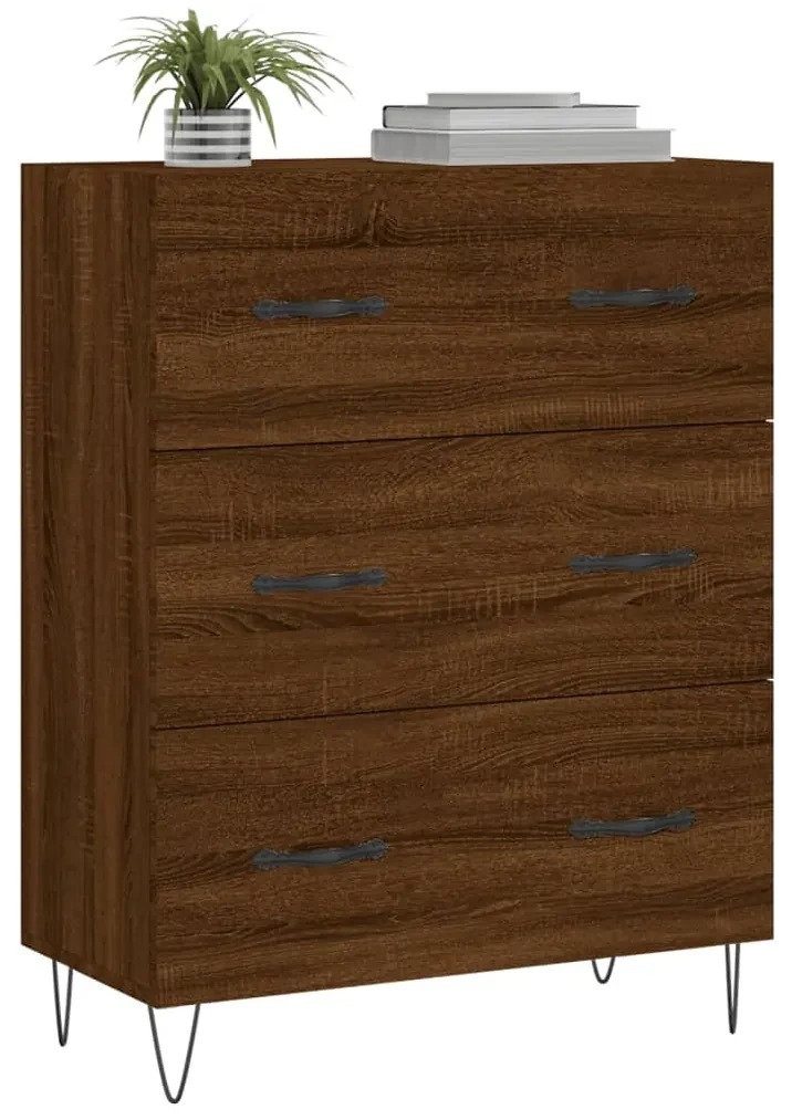 Credenza rovere marrone 69,5x34x90 cm in legno multistrato