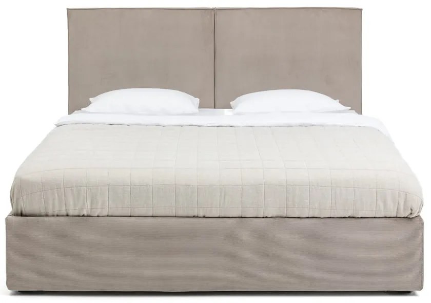 Letto matrimoniale imbottito grigio tortora con contenitore, materasso e rete inclusi 180x200 cm Thessa Bold – Bonami Selection