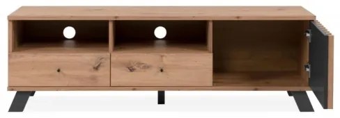 Mobile Porta TV 2 Cassetti E Anta Con Vani A Giorno Rovere Antracite Medan56A