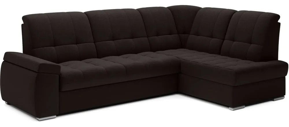 Divano angolare marrone allungabile/con contenitore (con penisola a destra/a L) Sado – ELTAP