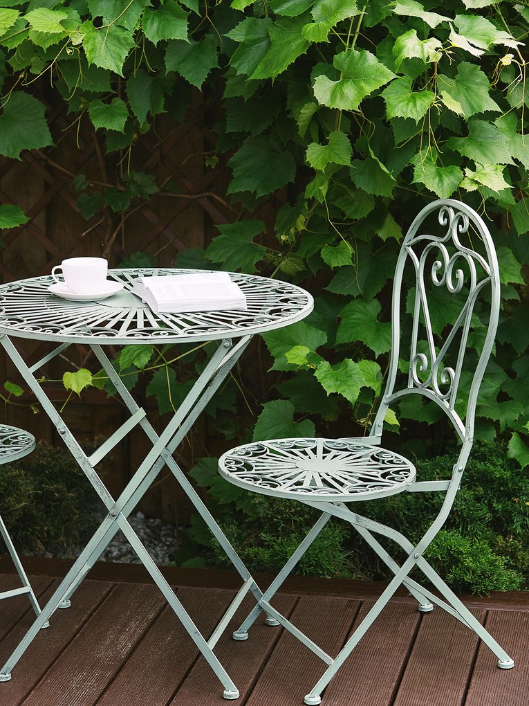 Set da balcone con 2 sedie ed un tavolo pieghevoli in metallo verde TRENTO Beliani