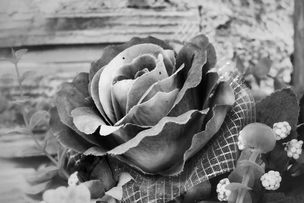 Quadro su tela – Rose vintage in bianco e nero