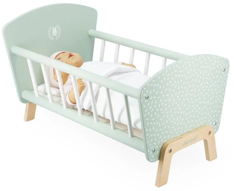 Culla in legno per bambole con copertina e cuscino - Zen