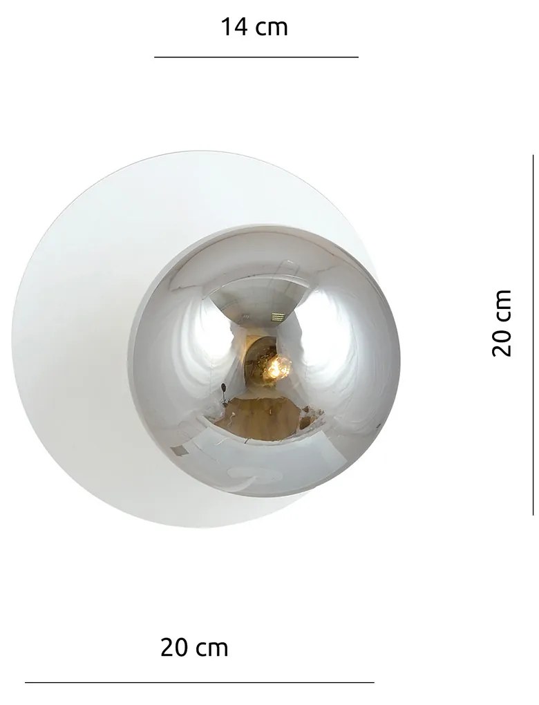 Lampada Da Parete Contemporanea Ippolita 1 Luce In Acciaio Bianco E Vetro Fumè