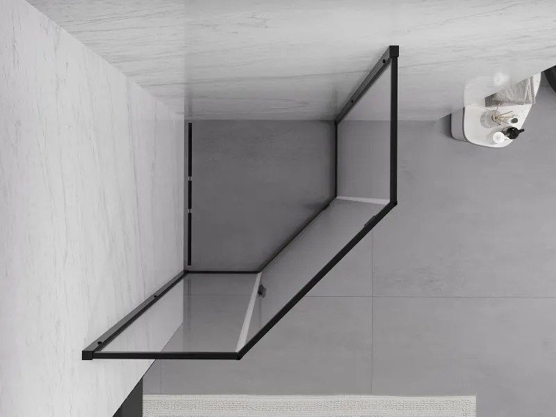 Mexen Exo-R cabina doccia pentagonale con porta battente 90 x 90 cm, trasparente, nera - 812-090-090-70-00
