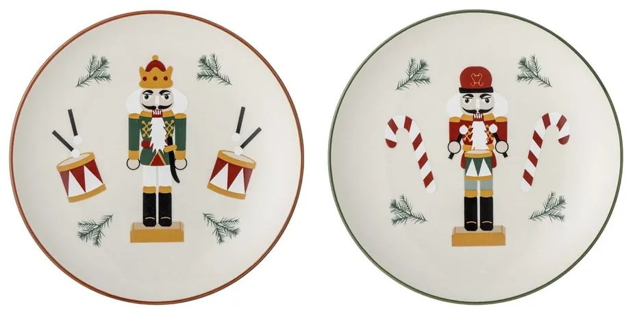 Set di piatti da dolce color crema in gres a tema natalizio 2 pz ø 16 cm Jolly – Bloomingville