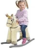 Unicorno a Dondolo Cavalcabile Peluche Cavallo Giocattolo Bambini Suoni Beige