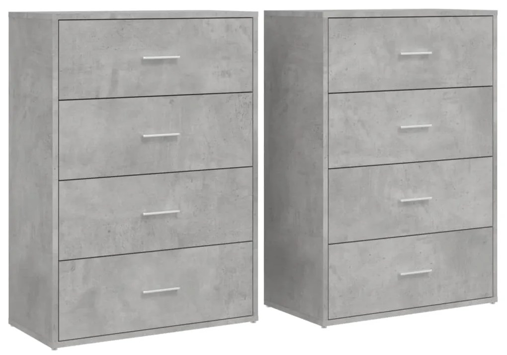 Credenze 2 pz grigio cemento 60x31x84 cm in legno multistrato