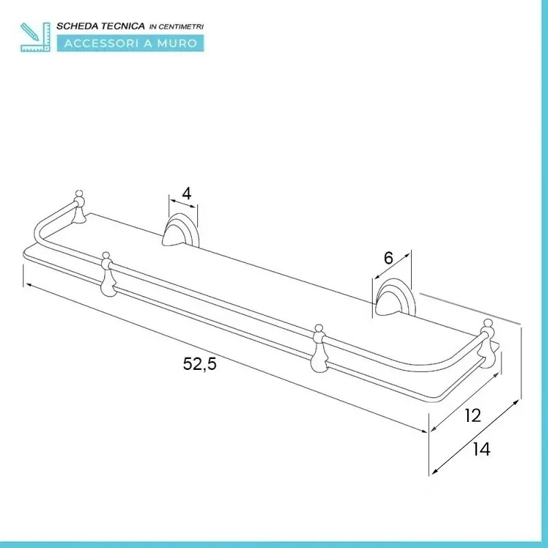 Mensola bagno a muro 50 cm in vetro satinato con supporto cromato Facile