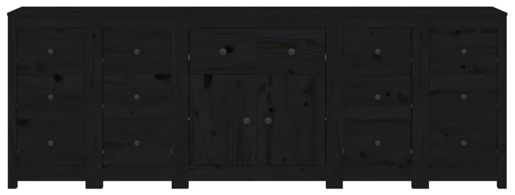 Credenza nera 230x35x80 cm in legno massello di pino