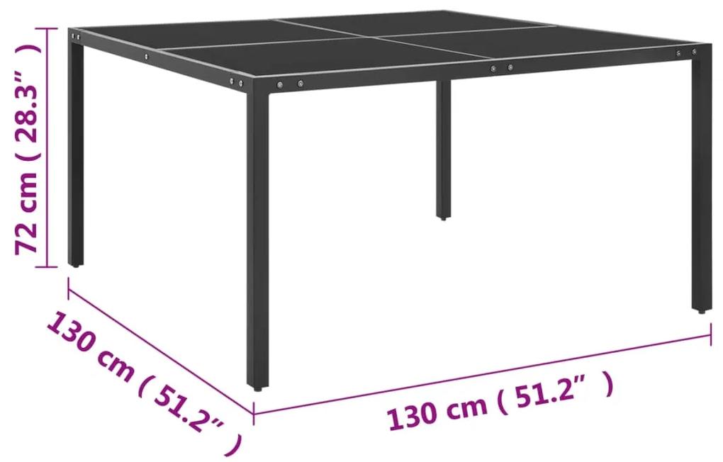 Tavolo da giardino antracite 130x130x72 cm in acciaio e vetro