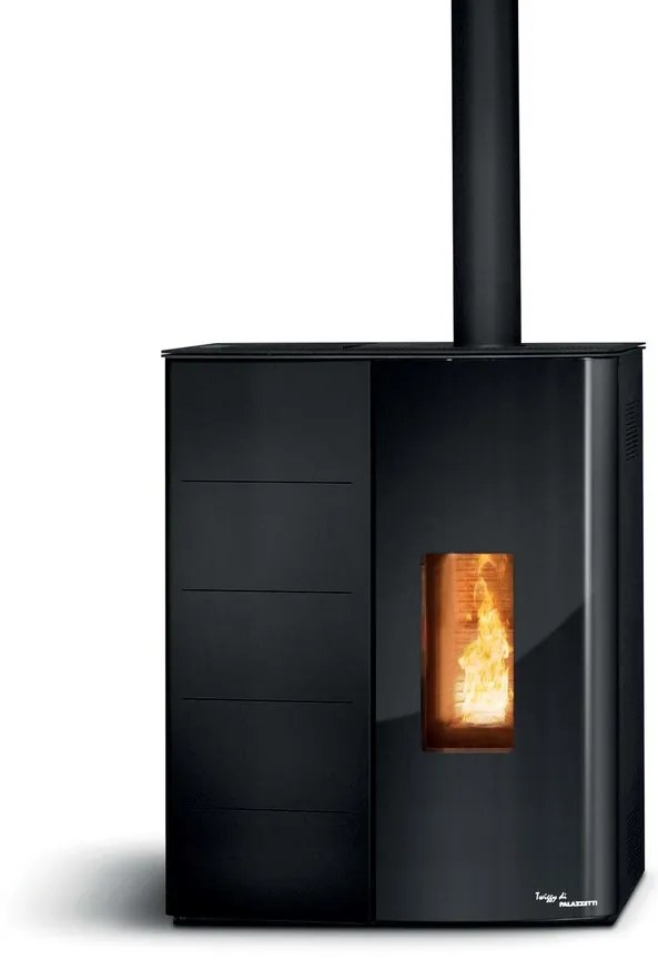 Palazzetti Twiggy 10 Stufa A Pellet Salvaspazio ad aria Ecofire Con Uscita Fumi Superiore in Acciaio Nero