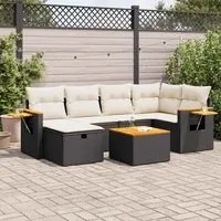 Set Divani da Giardino con Cuscini 7pz Nero Polyrattan 3325976