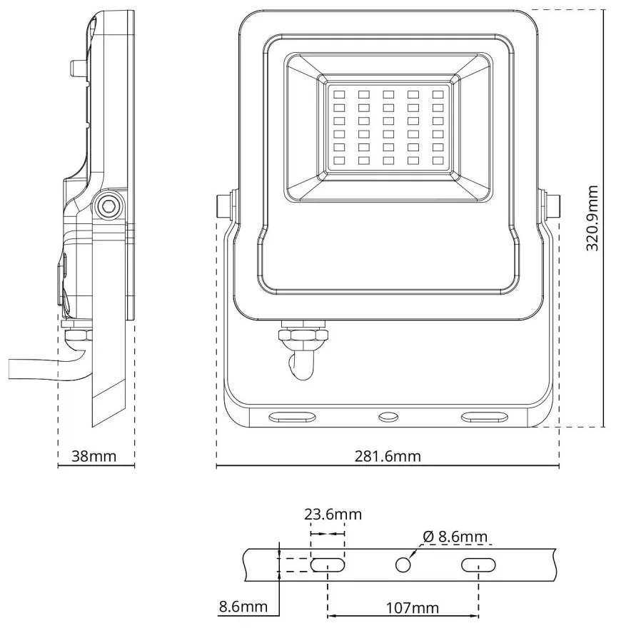 Faro proiettore LED RGB 100W IP65 con Telecomando - Bianco Colore RGB