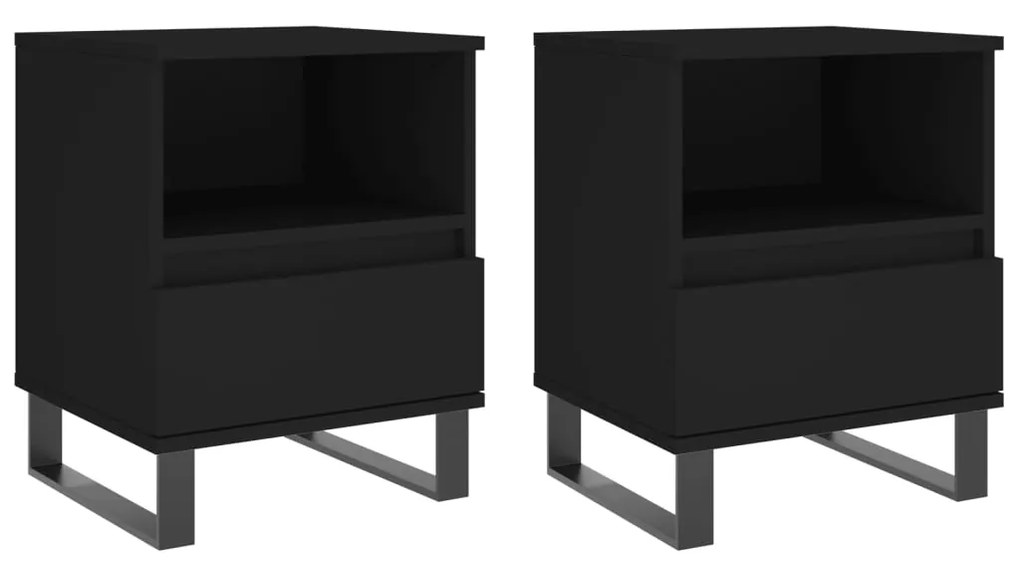 Comodini 2pz neri 40x35x50 cm in legno multistrato