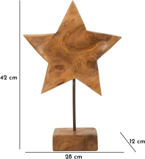 Scultura Stella In Teak Riciclato Cm 28X12X42 (Pezzi Unici - Non Rip. In Serie)
