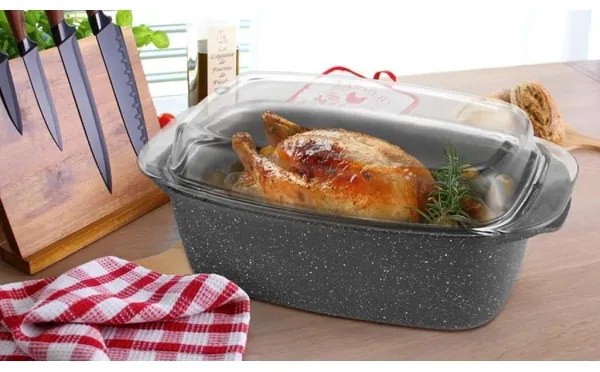 Teglia con coperchio 32x20x11 cm nera