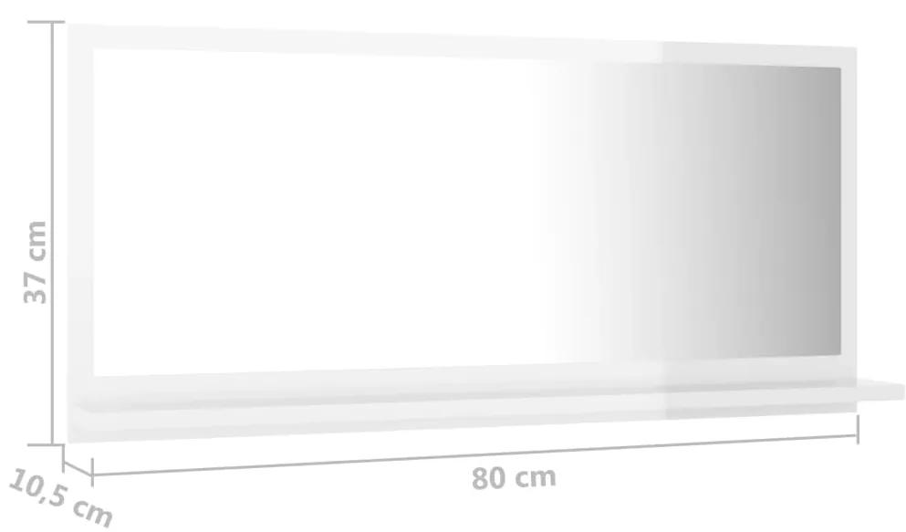 Specchio da Bagno Bianco Lucido 80x10,5x37 cm Legno Multistrato