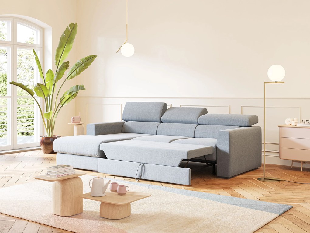 Dylan divano angolare con estraibile a cassettone in tessuto fiammato simil cotone impermeabile T19 carta da zucchero