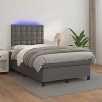 Giroletto Molle con Materasso e LED Grigio 120x200cm Similpelle 3135937