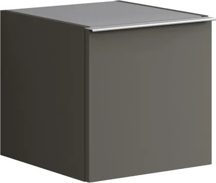 Base laterale Pixel con anta Plain laccato opaco grigio carbone e maniglia alluminio brillante L.40 H.40 P.45,5 cm.