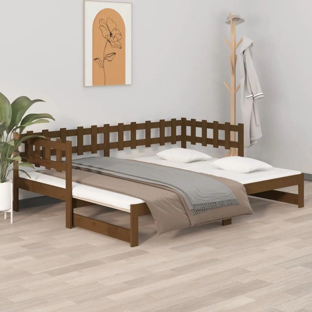 Dormeuse Estraibile Miele 2x(90x190) cm Legno Massello di Pino