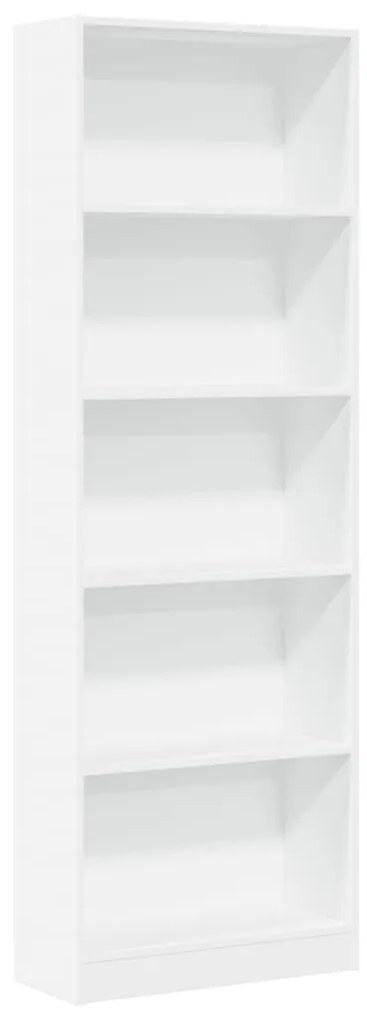 Libreria bianca 60x24x176 cm in legno multistrato