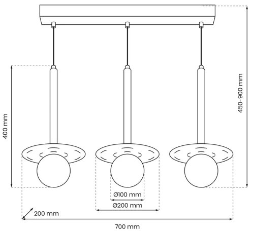 Lampadario a sospensione con filo FUTURA 3xG9/7W/230V nero