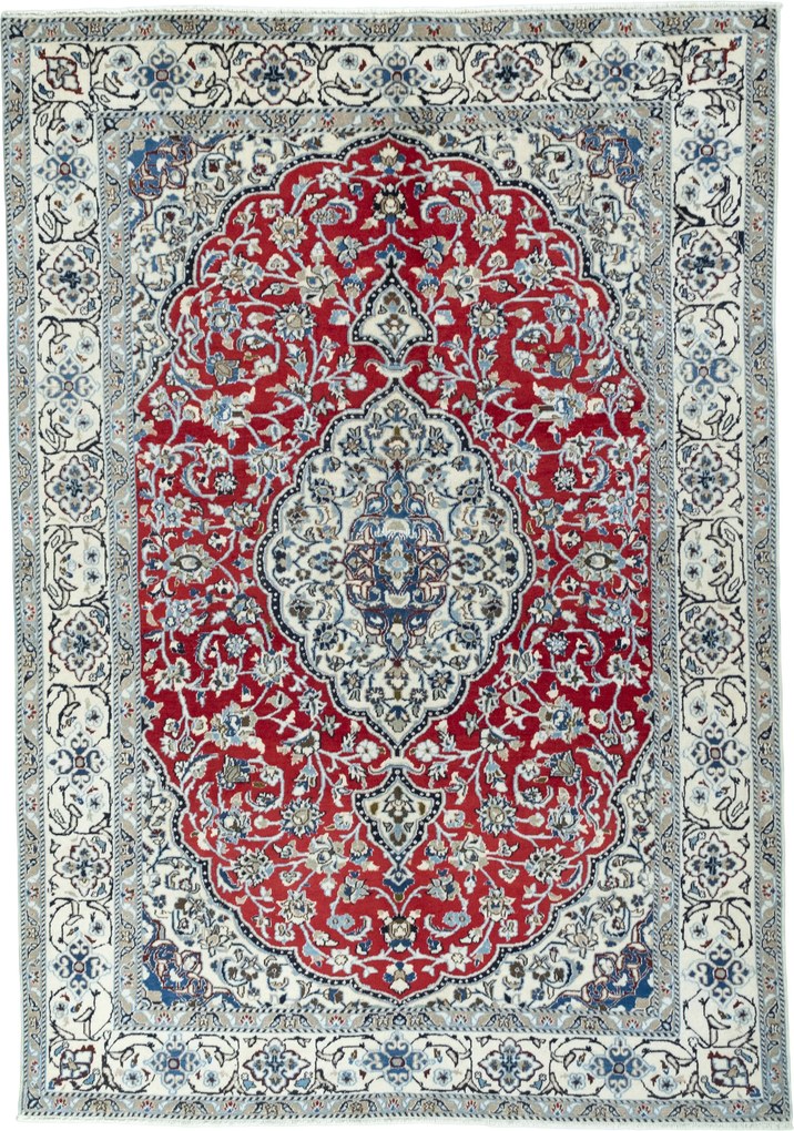Nain Tappeto persiano 200 x 290 Rosso (Iran) Annodato A Mano