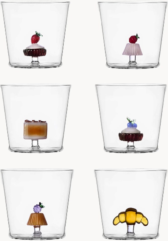 Set di 6 bicchieri in vetro borosilicato fatti a mano Patisserie