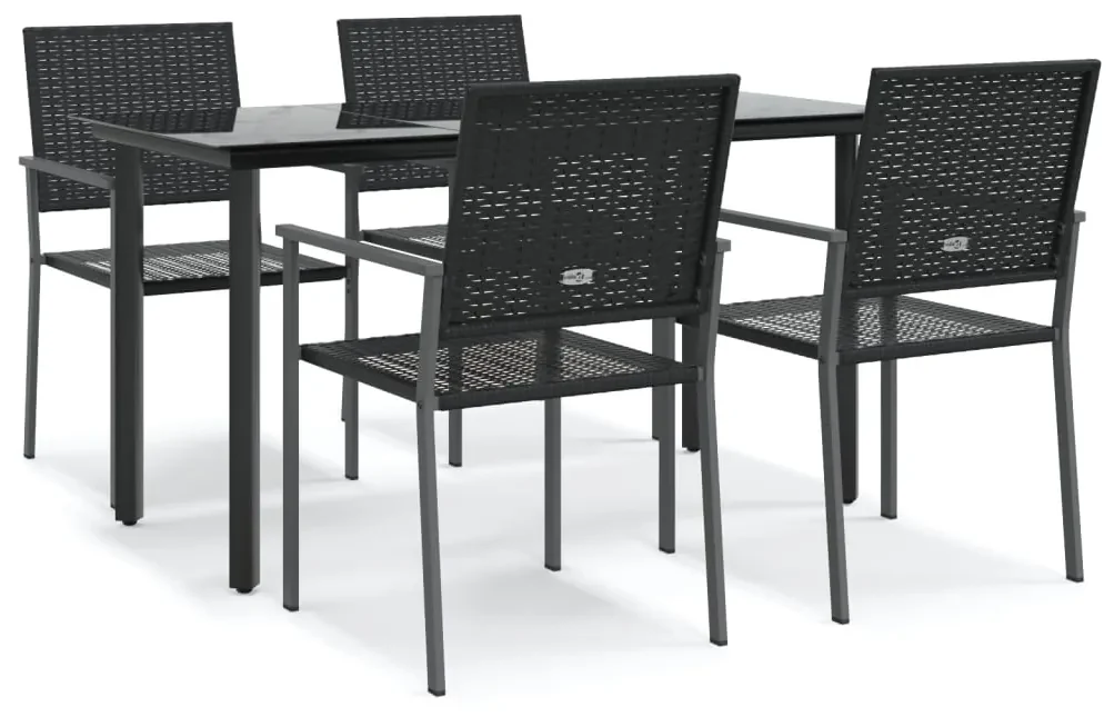 Set da pranzo da giardino 5 pz in polyrattan e acciaio