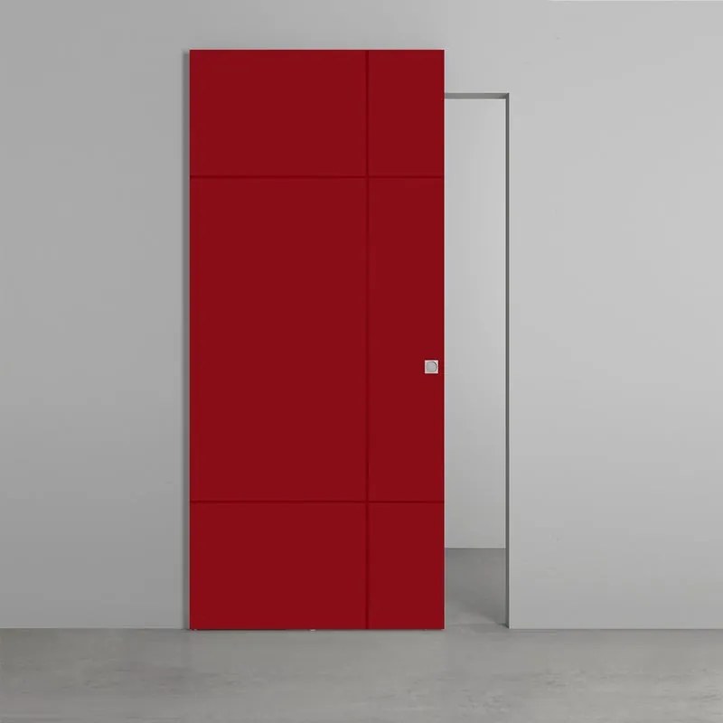 Porta scorrevole City in legno rosso, L 101 x H 230 cm, con binario Invisibile Destra