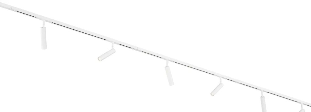 Sistema di illuminazione a binario moderno con 6 faretti bianchi monofase - Slimline Uzzy