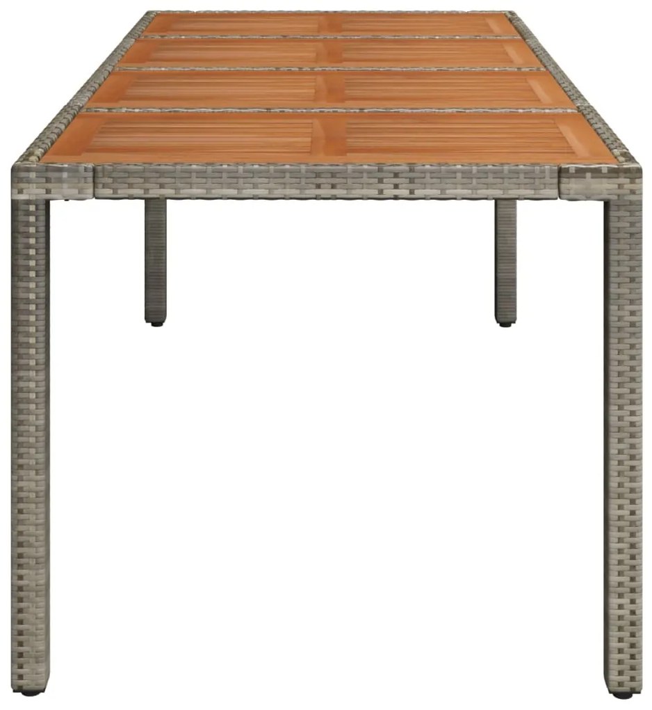 Tavolo da giardino piano in legno grigio 190x90x75cm polyrattan